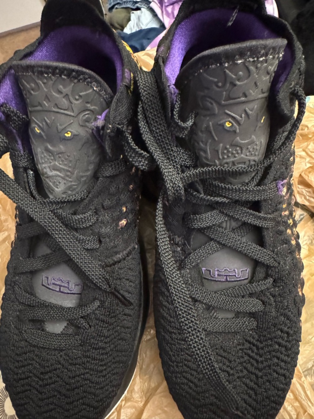 Nike Kids Black and Purple LeBron James Sneakers